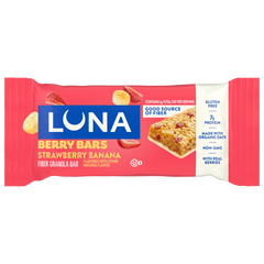 LUNA Berry Bars Strawberry Banana Flavor Gluten Free Snack Bars, Non-GMO Protein Bars
