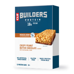 CLIF BUILDERS Crispy Peanut Butter Chocolate Flavored Protein Bar, Reduced Sugar