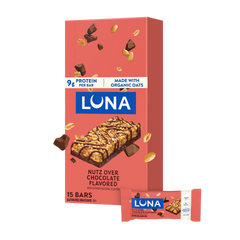 LUNA Bar Nutz Over Chocolate Flavor Gluten Free Snack Bars, Non-GMO Protein Bars