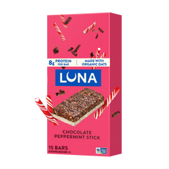 LUNA Bar Chocolate Peppermint Stick Flavor Gluten Free Snack Bars, Non-GMO Protein Bars