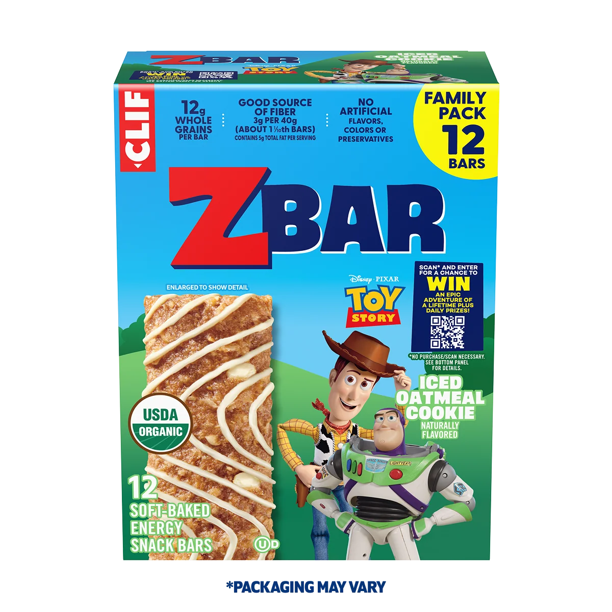 Zbar Iced Oatmeal Cookie Soft-Baked Energy Snack Bars, Organic Granola Bars