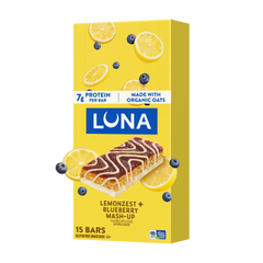 LUNA Bar Mash-Ups LemonZest + Blueberry Flavor Gluten Free Snack Bars, Non-GMO Protein Bars