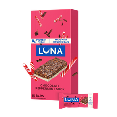 LUNA Bar Chocolate Peppermint Stick Flavor Gluten Free Snack Bars, Non-GMO Protein Bars