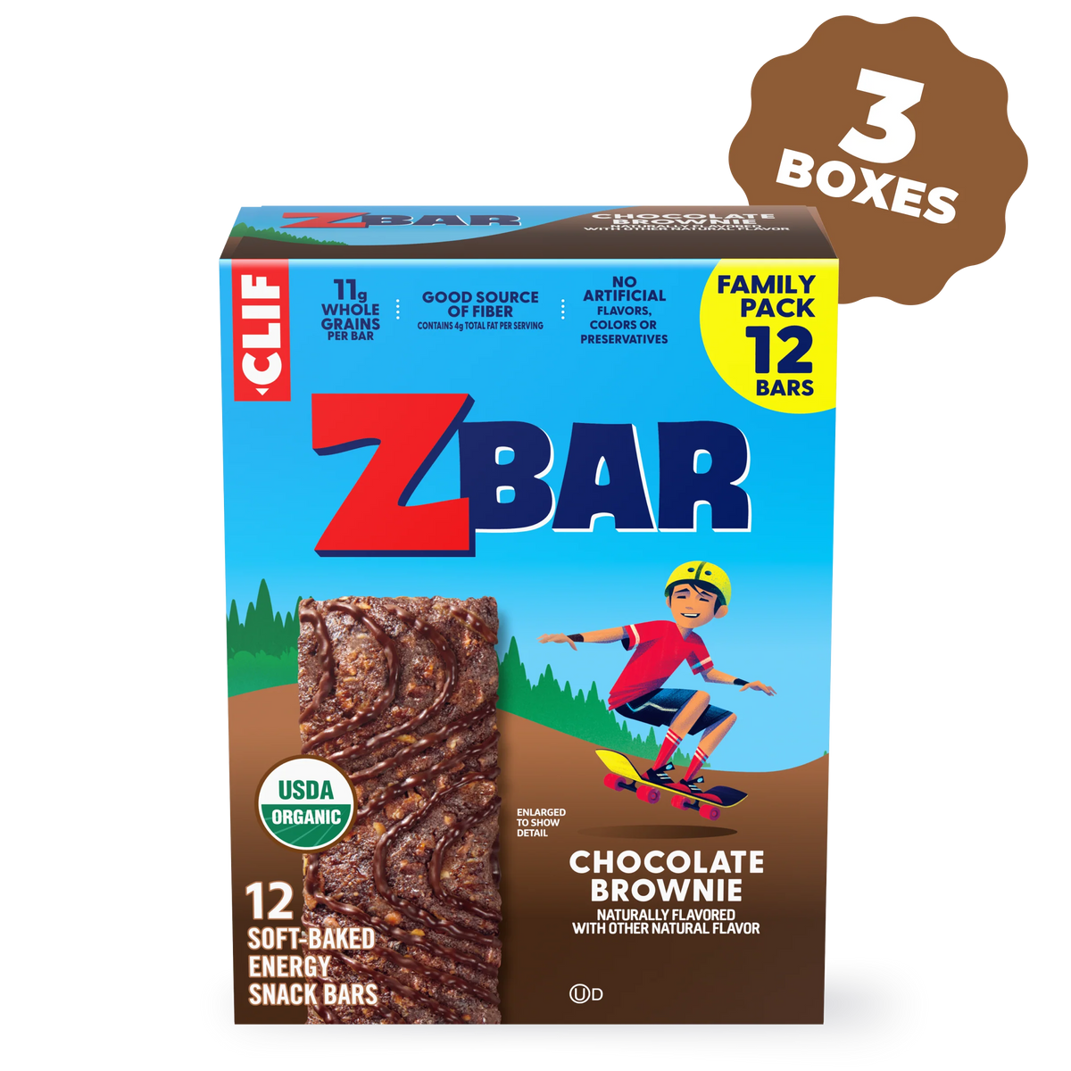 Zbar Chocolate Brownie Soft-Baked Energy Snack Bars, Organic Granola Bars Multi-Pack, 36 Bars
