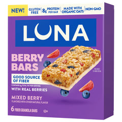LUNA Berry Bars Mixed Berry Flavor Gluten Free Snack Bars, Non-GMO Protein Bars